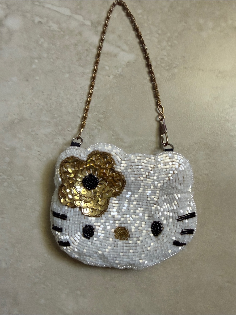 Sanrio Hello Kitty Bead Purse Coin Case Spangle Flower Y2K